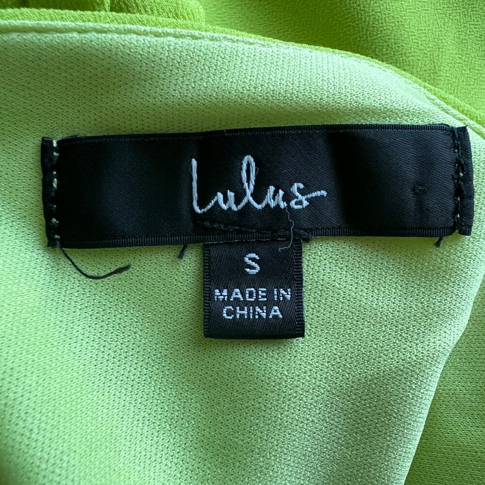 Lulu's Maxi Dress Small Celebration Time Sleeveless Tiered Midi Lime Green FLAW - Picture 2 of 16